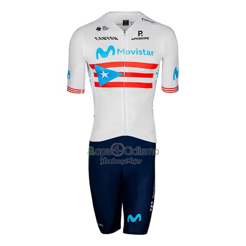 Movistar Ropa Ciclismo Culotte Corto 2023 Hombre Mangas Cortas Verde